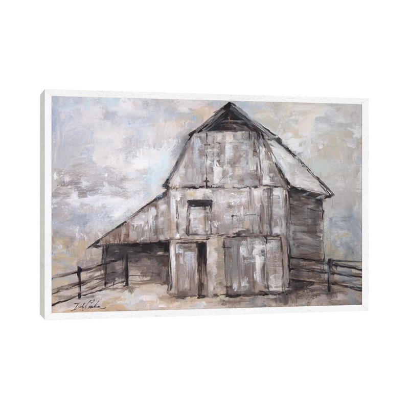 The Barn 1 Piece Painting on Canvas, 101.6 cm H x 66.04 cm W, White Floater Framed
