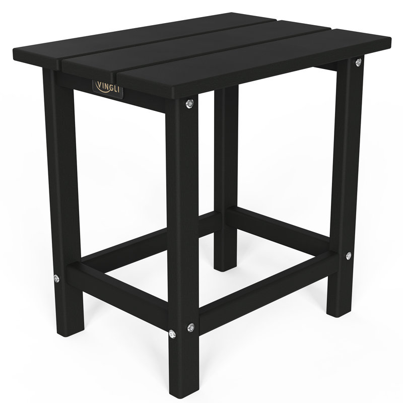 Table d'appoint de patio en PEHD, Noir, noir, noir, noir