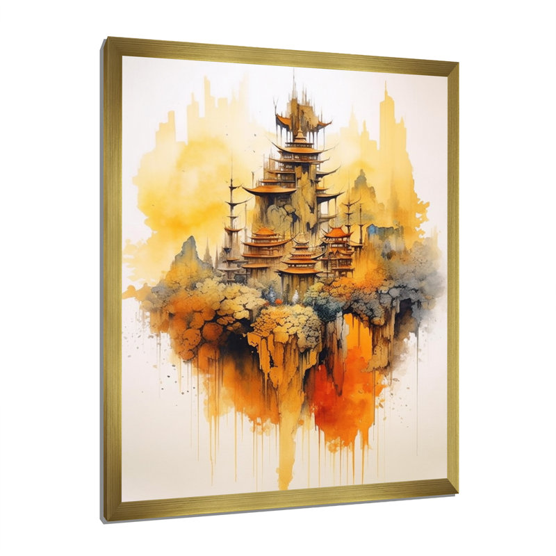 Impression sur toile majestueuse, paysages chinois I, H 20 po x l 12 po x P 1 po, Cadre doré à une seule photo