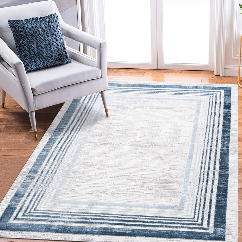 Tapis tissé à la main et bleu