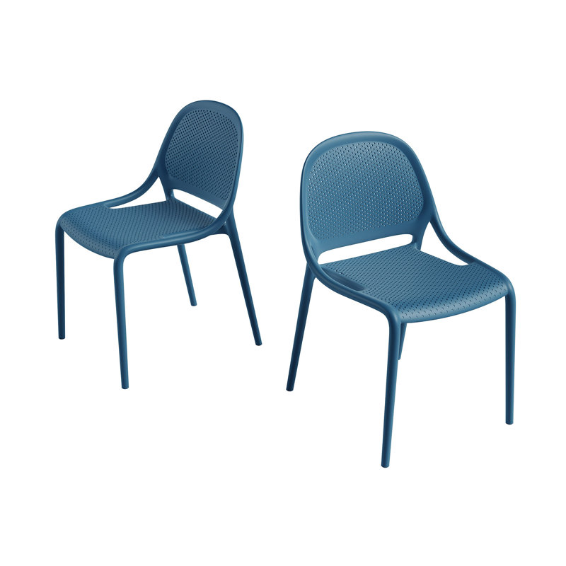 Chaise de salle à manger empilable Dewald, Bleu bleuet