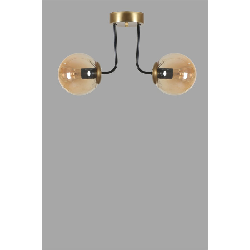 Élégant lustre ambre et doré, corps en métal, 15,7 po de diamètre x 11,8 po de hauteur totale | Douille E27, 40 W maximum, 220 à 240 V, IP20 | Parfait pour la salle à manger et les espaces de vie, luminaire élégant