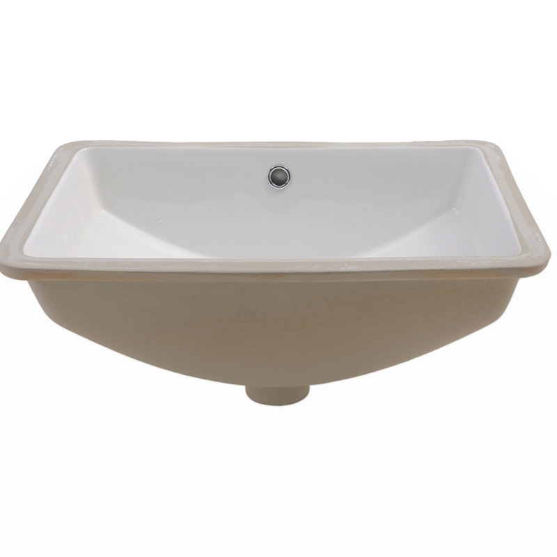 21"X14"  Ceramic Rectangular Undermount Bathroom Sink With Overflow