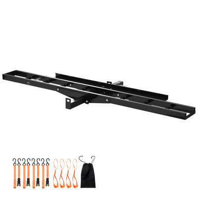 Porte-moto, capacité de 500 lb, support en acier robuste avec rampe de 47 po, sangles à cliquet et stabilisateur, transporteur de remorque à vélo pour camion avec récepteur d'attelage de 2 pouces
