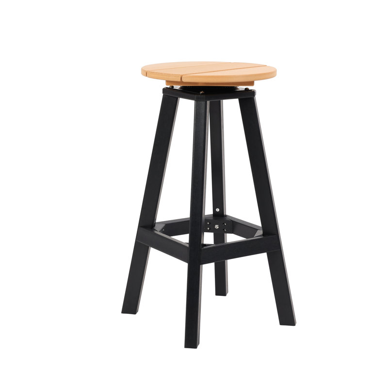 Arine - Tabouret de bar pivotant - Siège rond - Noir / brun