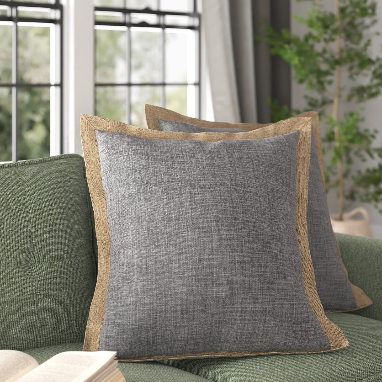 Throw Pillow Covers 20x20 - Decorative Pillows for Couch Set of 2 Rustic  Linen Cushion Cover with Tassels Large Accent Pillowcase for Bedding Home