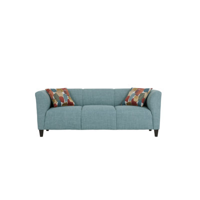 84" Upholstered Sofa with Hardware Multi Pillows