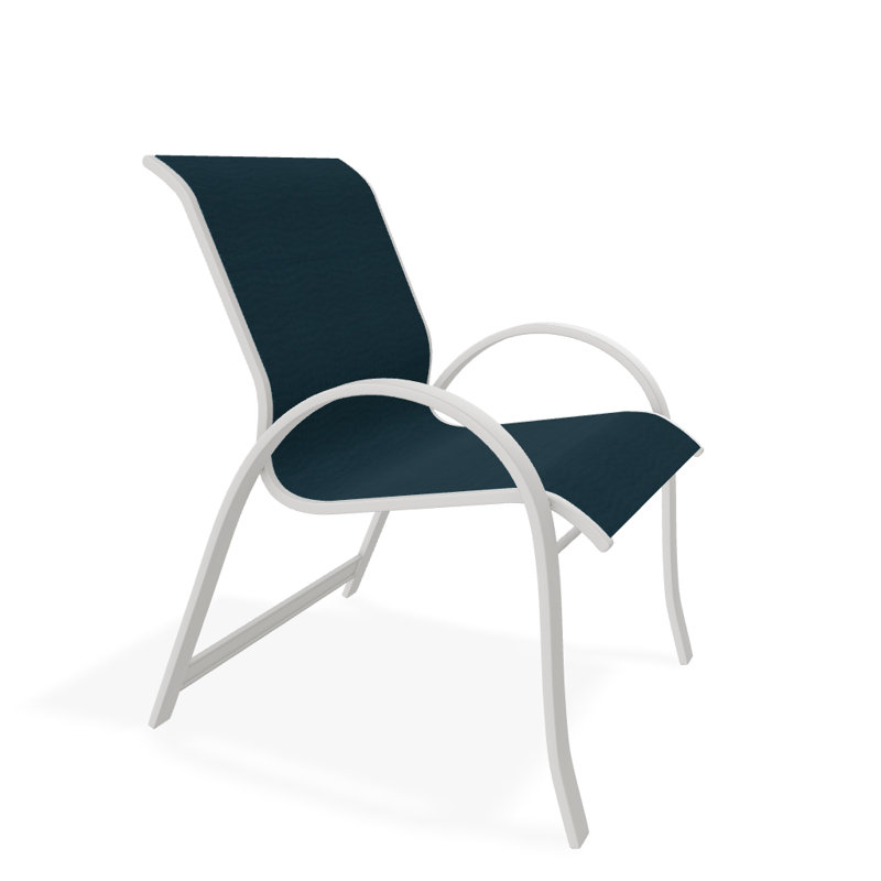 Fauteuil de salle à manger empilable Hiraku, Sunbrella® bleu sarcelle, Neige