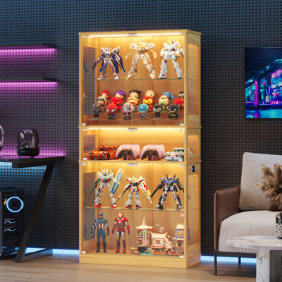 Modern Led Glass Display Cabinet With Adjustable Shelves – Ideal For Collectibles, Figures, And Home Decor