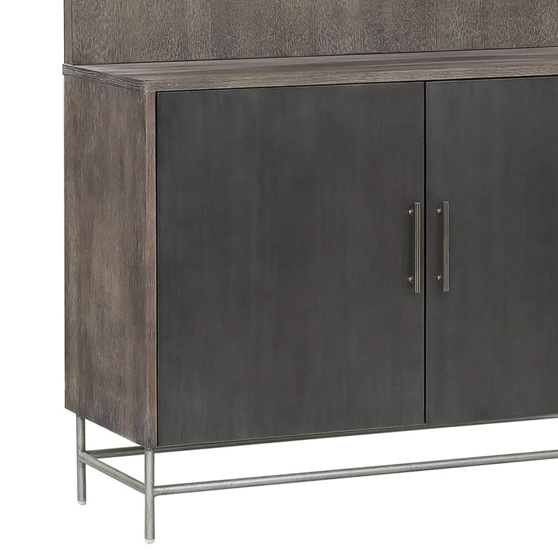 Gray and Silver 4-Shelf Bookcase with 2-Door Cabinet