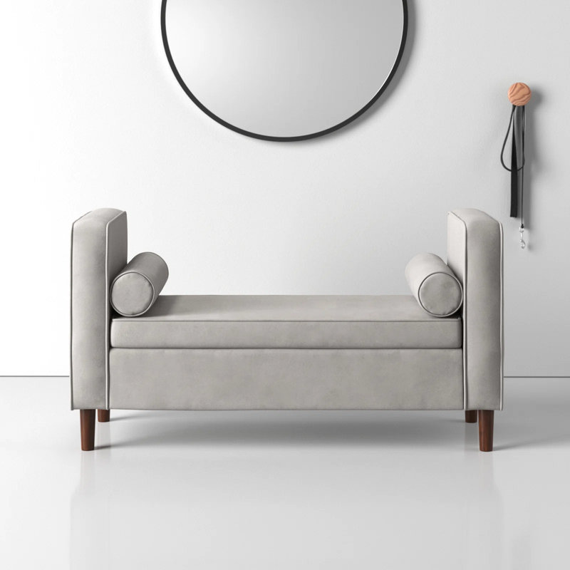 Banc de rangement rembourré Wittrock, Velours gris