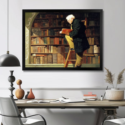 Charming Librarian In The London Library - Libraries Wall Art, Brown Vintage Canvas Print