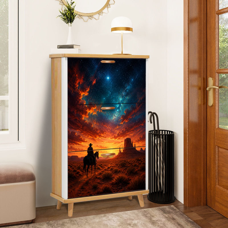 Armoire de rangement pour chaussures avec 3 tiroirs rabattables pour cowboy Western