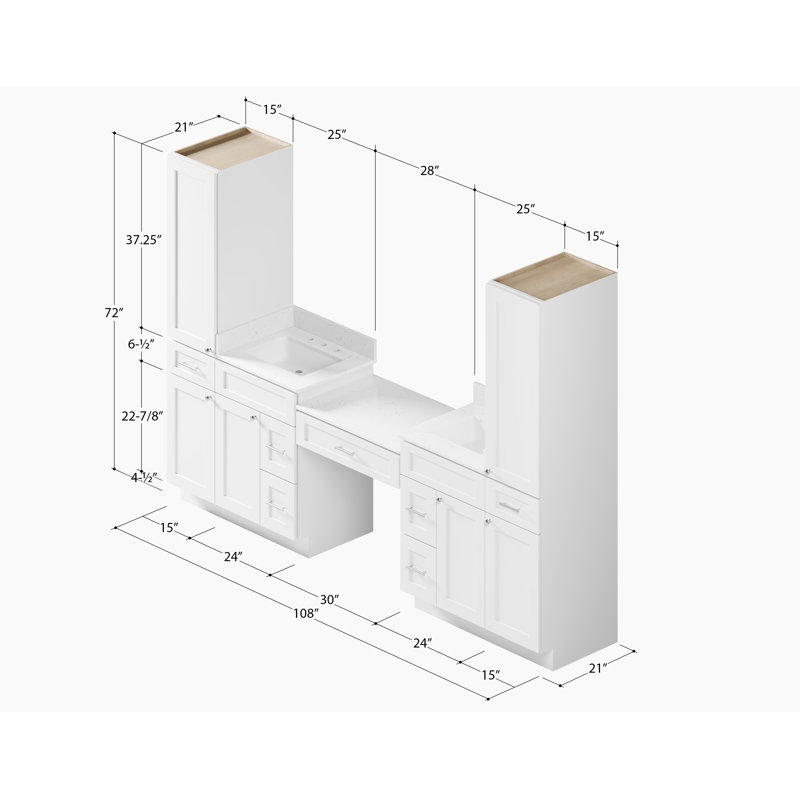 Meuble-lavabo double 108 po Disar, Blanc