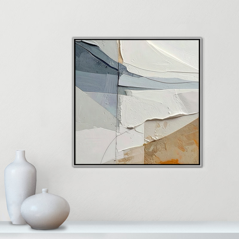 «Plastered IV» par Alonza Saunders, 31.5'' W x 31.5'' H, Framed Canvas, Silver Floater