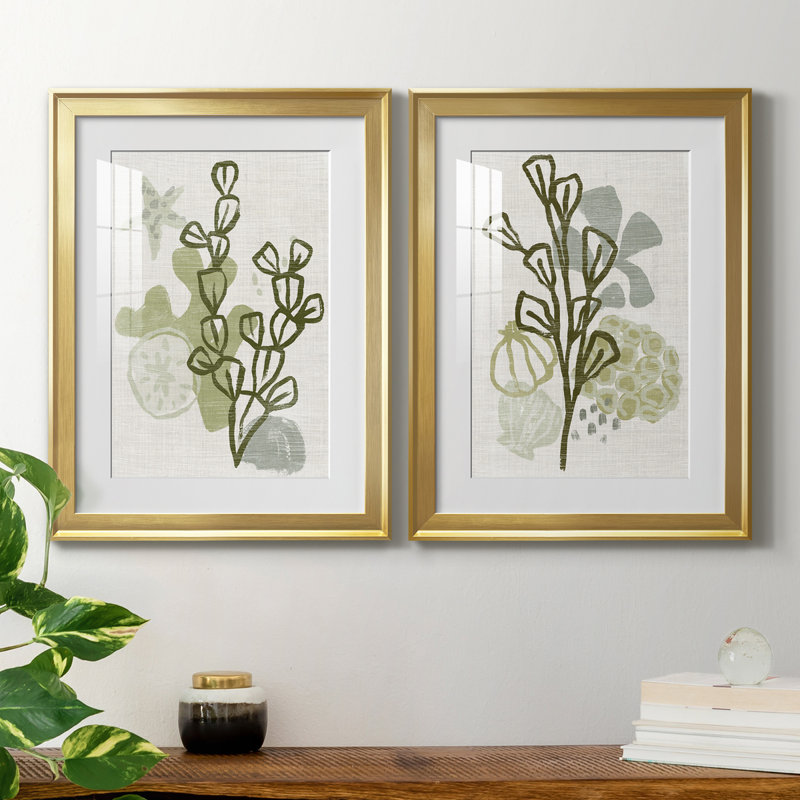 Coral Blockprint I, reproduction encadrée de qualité supérieure - prête à être accrochée, H 42,5 po x l 61 po x P 1 po