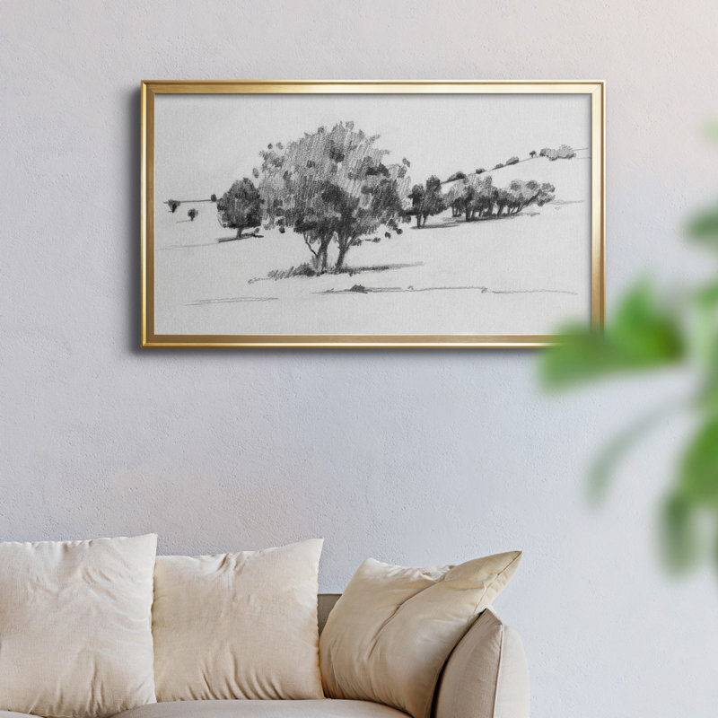 Treeline S Croquis I - Toile encadrée de qualité supérieure - Prêt à être accroché, H 10,5 po x l 18,5 po x P 1 po