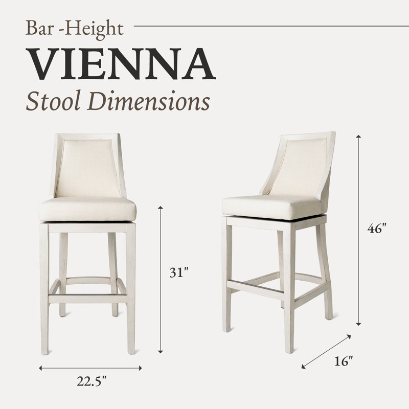 Vienna White Oak Swivel Bar Stool with Upholstered Seat