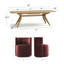 Ensemble de table de salle à manger extensible en placage de bois de 78" à 96" avec 6 chaises en velours et roulettes dissimulées-1120649918