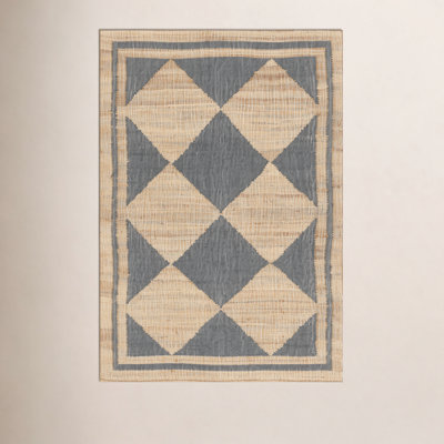 Orchard Court Blue Hand-Woven Geometric Jute Rug