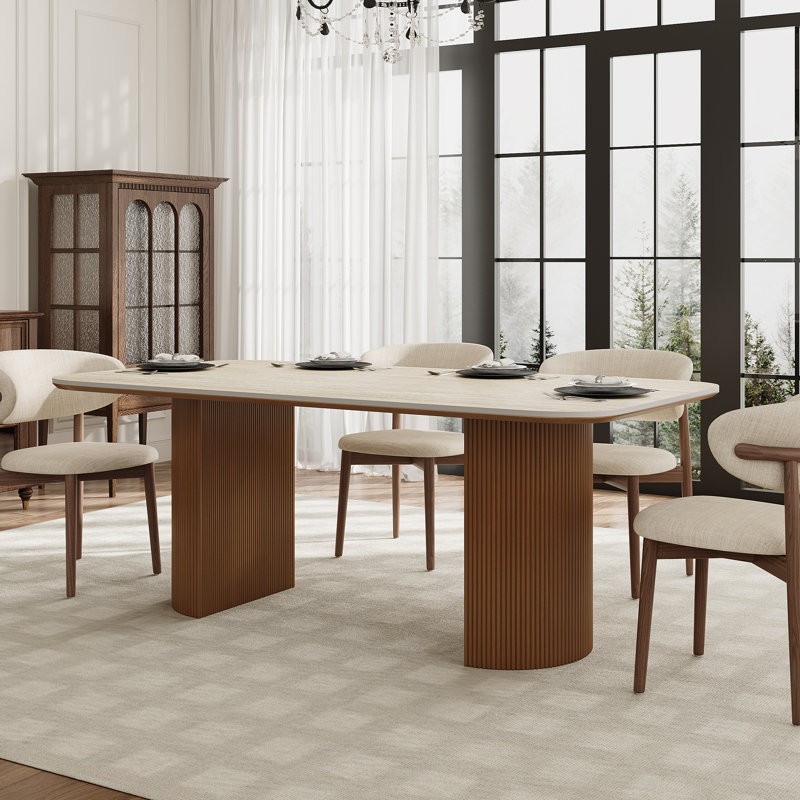 Table de salle à manger 71 po, H 29,5 po x L 78,75 po x P 35,4 po, Beige