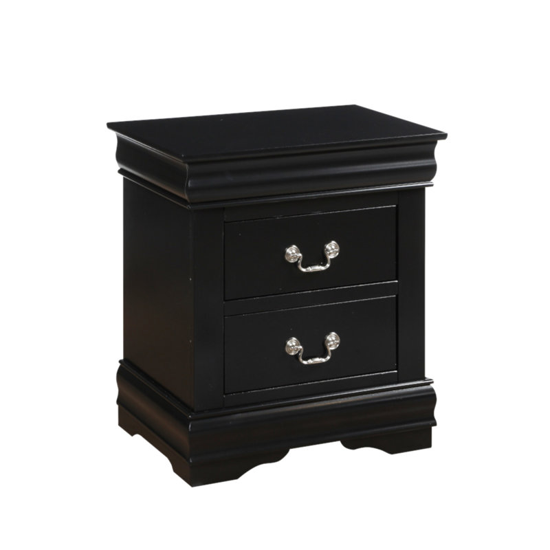 Table de chevet 2 tiroirs 23,5 po Traditional, Noir, noir, noir, noir