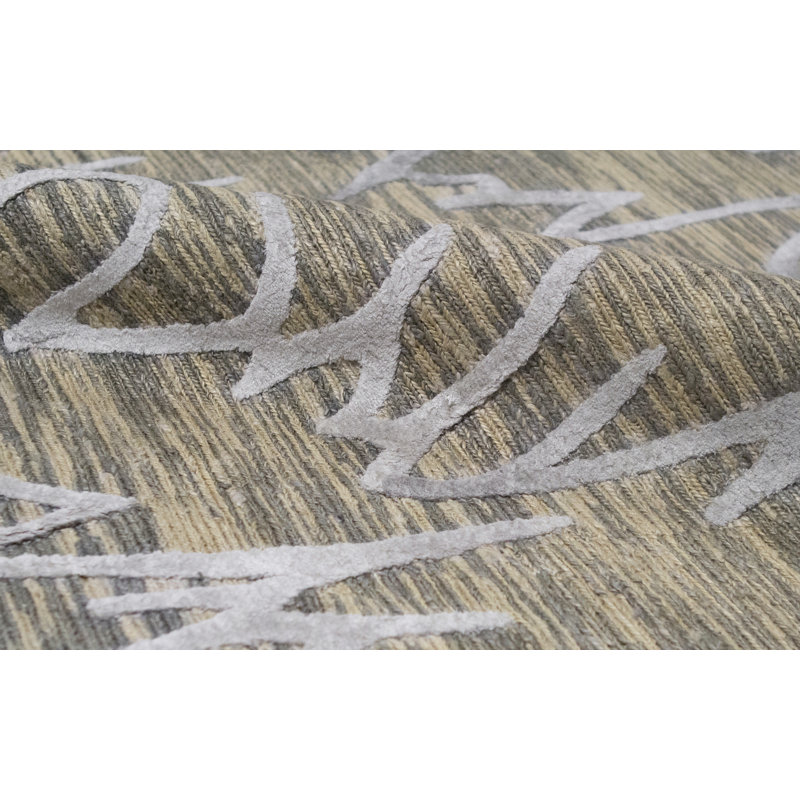 Jute / Sisal Abstract Area Rug in Silver, Rectangle 9' x 12'2
