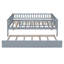Lit de jour pleine grandeur en bois avec lit gigogne et garde-corps gris-338095464-338095509