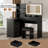 Vanity Desk with Mirror and Lights, Built-in Power Outlets, Storage Drawers & Open Shelves, LED Mirror with 3 Color Modes, Includes Cushioned Stool-597572245