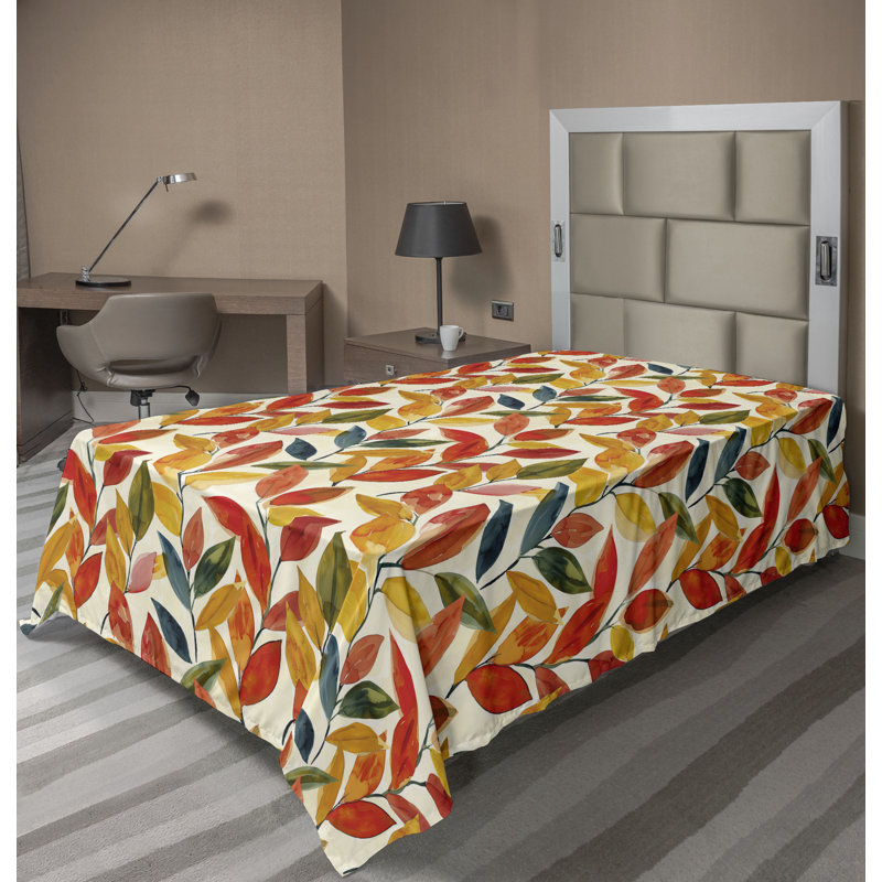 Drap plat moderne de style bohème Ambesonne, Drap plat pour lit simple, Vermilion/Marigold/Green Floral