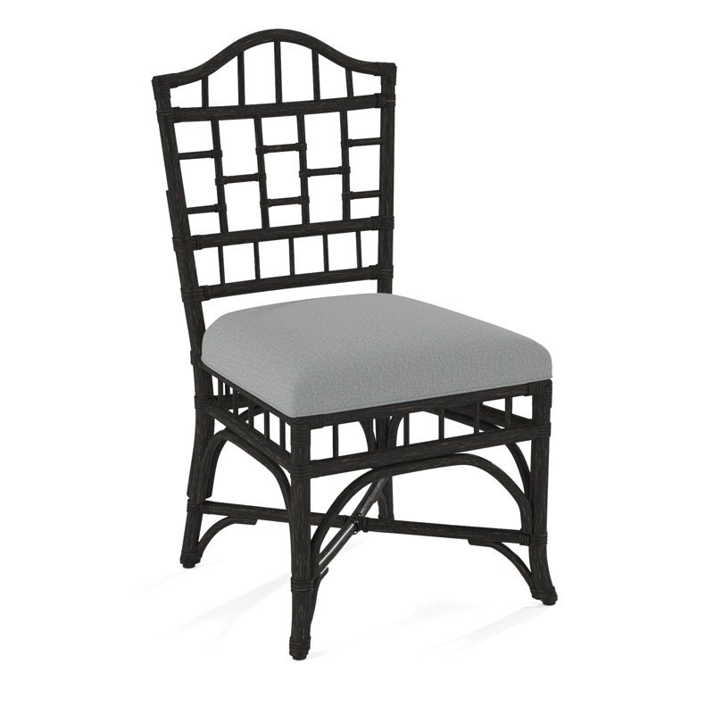Chaise d'appoint Chippendale, Tissu performance bleu clair 0851-55, Noir antique