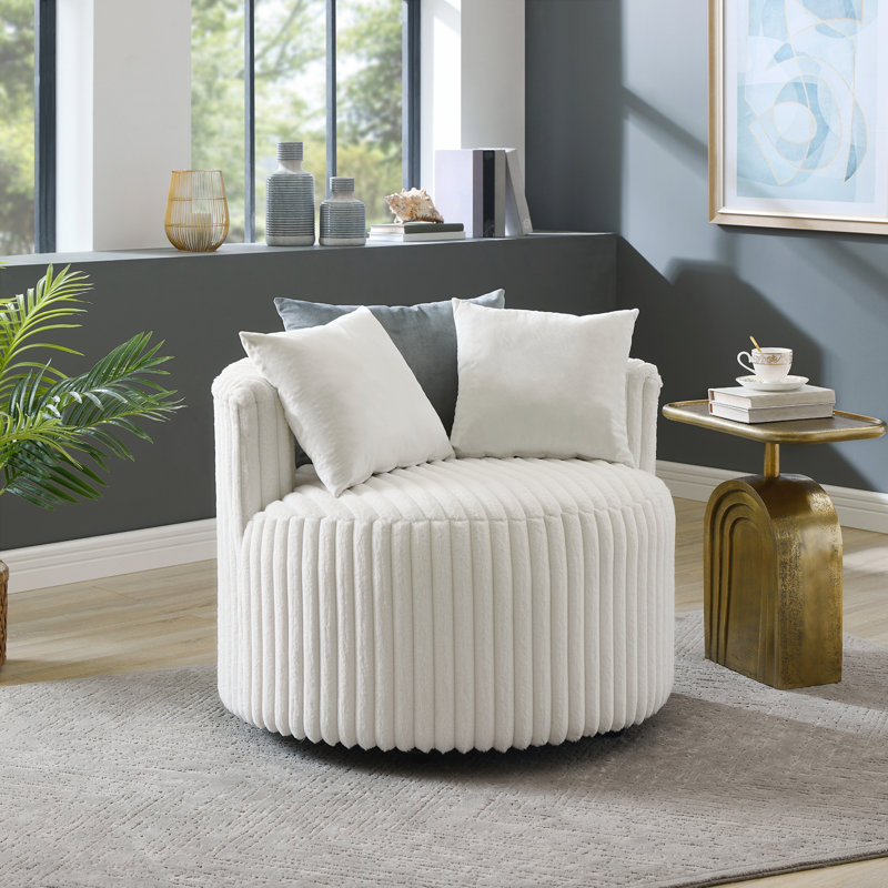 Fauteuil d'appoint rembourré en velours côtelé avec roulettes Plush