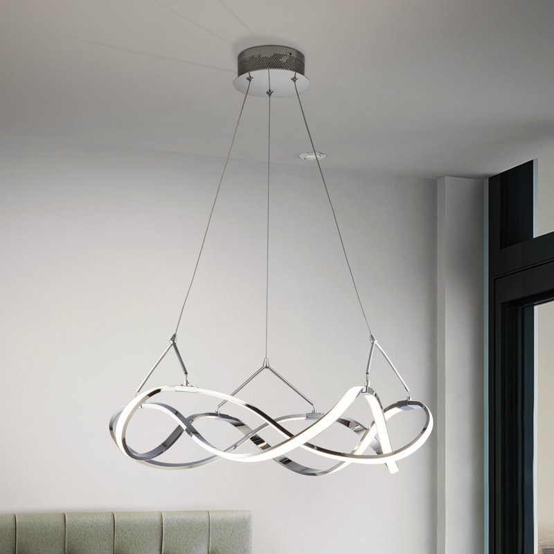 Ameer 1 - Light LED Unique/Statement Pendant, Chrome