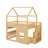 Full Size Residential Loft Bed With Built-In LED Shelf Illumination & Open Storage, Wooden Playhouse Loft Bed Complete With Roof And Window-291314306