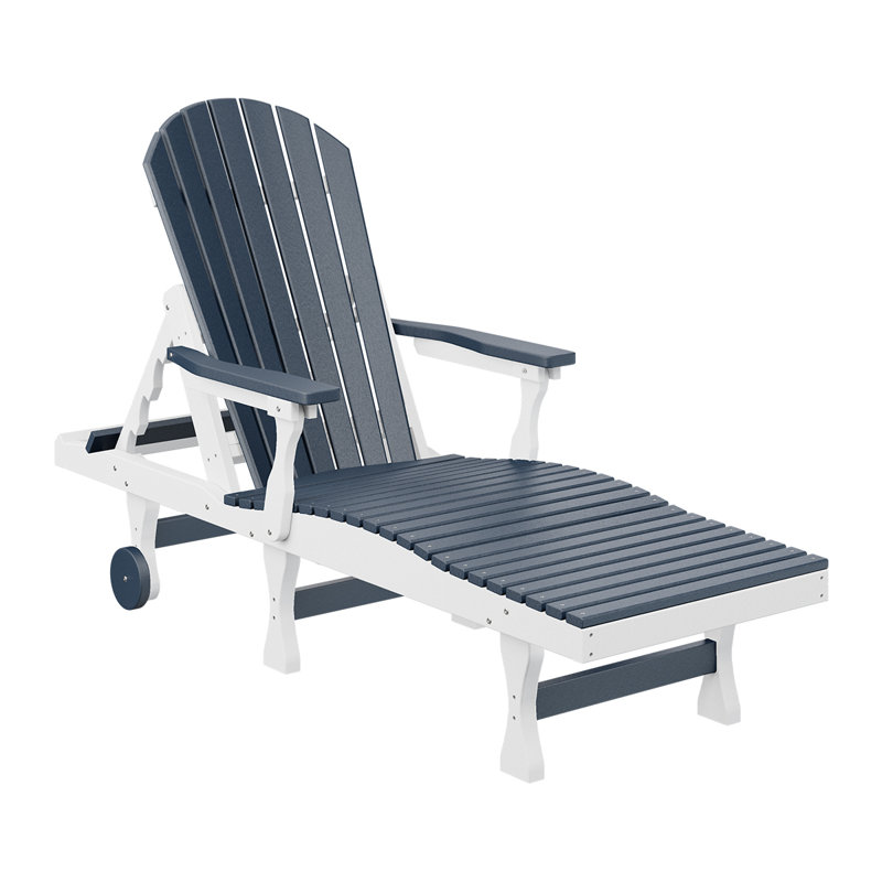  Chaise longue Comfo à dossier bleu marine avec base blanche, Bleu marine / blanc