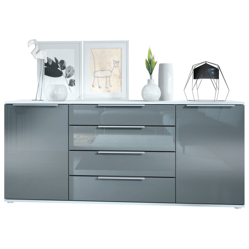 Adans 166.5cm Sideboard, High-gloss Grey