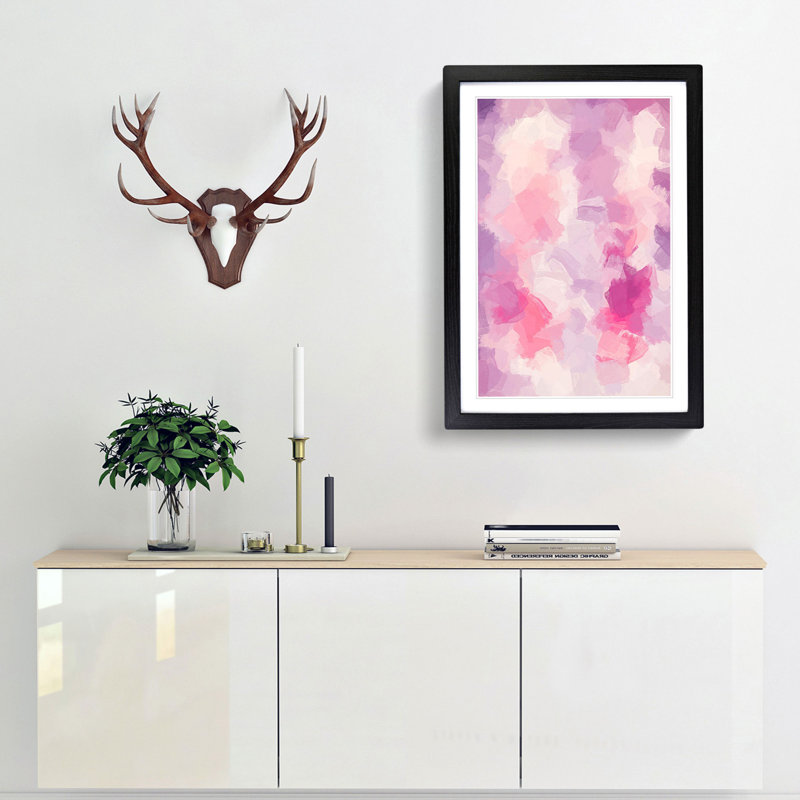 Pink Clouds in Abstract - Framed Print, 91cm H x 60cm W x 2cm D, Black