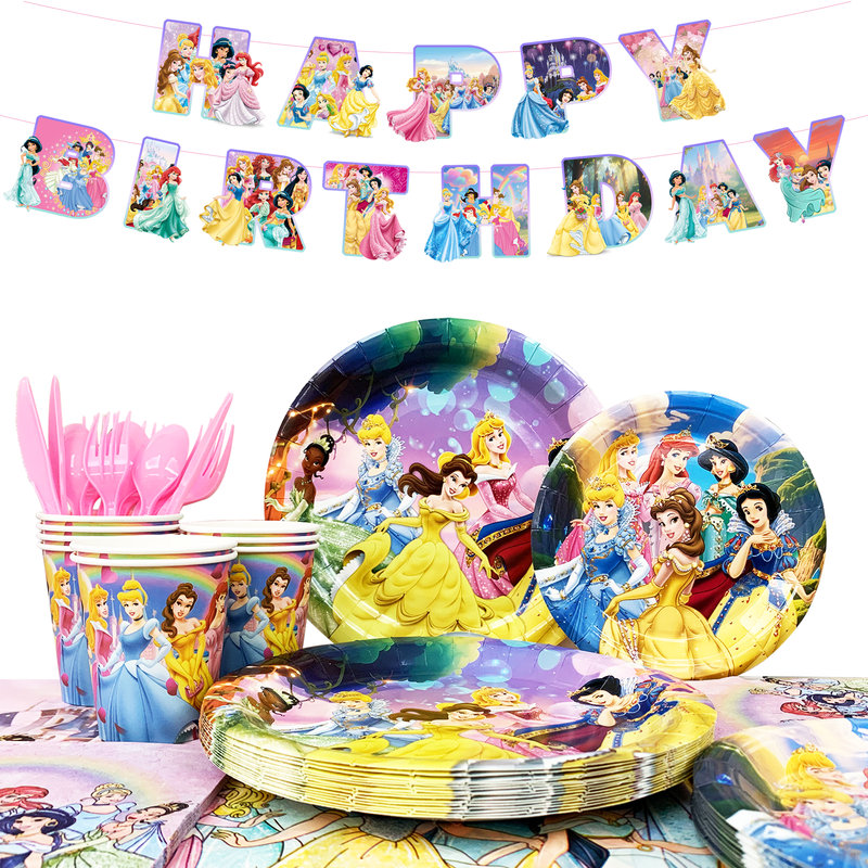 Ensemble de décorations de fête pour enfants princesse pour enfants, 126 pièces Princess