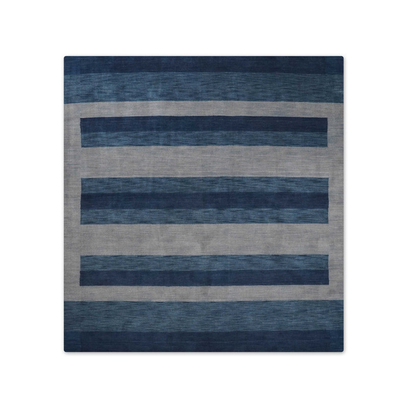 Kenshawn HAND KNOTTED LOOM WOOL ECO-FRIENDLY AREA RUGS - Square | Blue Light Blue Color, Contemporary Modern Design, High Pile Handmade Anti Skid