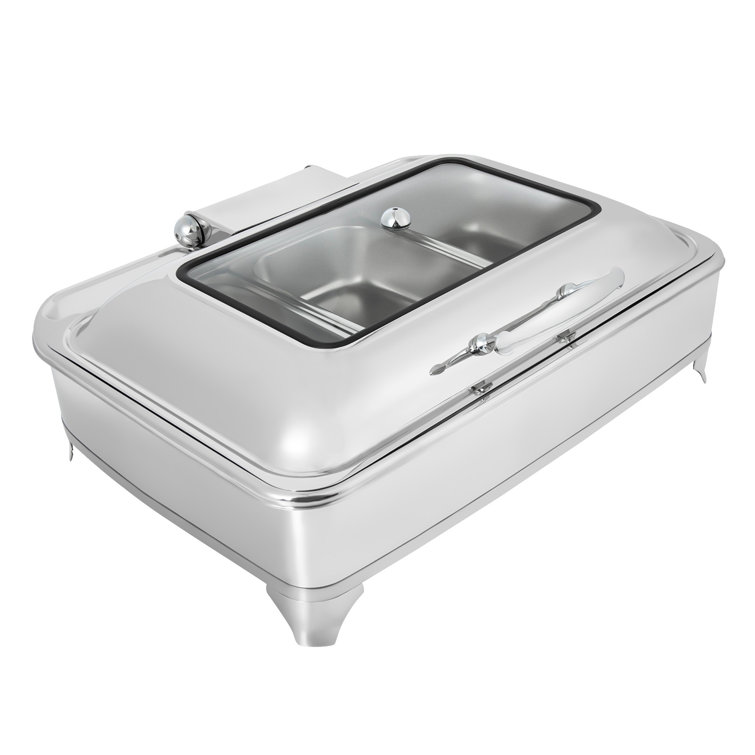 Electric Warming Tray / Food Warmer Glass Surface Stainless Steel Buffet  Tray
