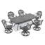 Ensemble de salle à manger 7 pièces en fonte d'aluminium pour patio, table rectangulaire de L 82,68 po avec trou pour parasol et 6 chaises pivotantes avec coussins bruns-712923087