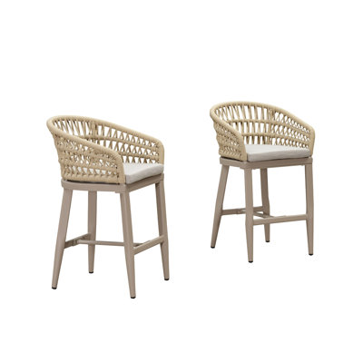 Alexamarie 24" Patio Bar & Counter Stool with Waterproof Upholstered and Powder Metal