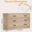 Commode double 6 tiroirs, commode de 47,3 po de largeur avec poignées en métal, armoire de rangement pour chambre à coucher-90684273