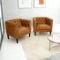 Fauteuil demi-tonneau en cuir véritable l 34 po