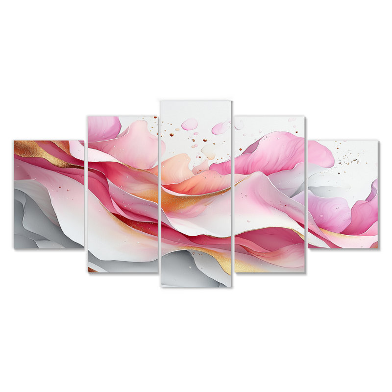Marbre fluide fondations de Rosa IV - Art mural en marbre - décoration murale moderne, H 32 po x l 60 po, 5