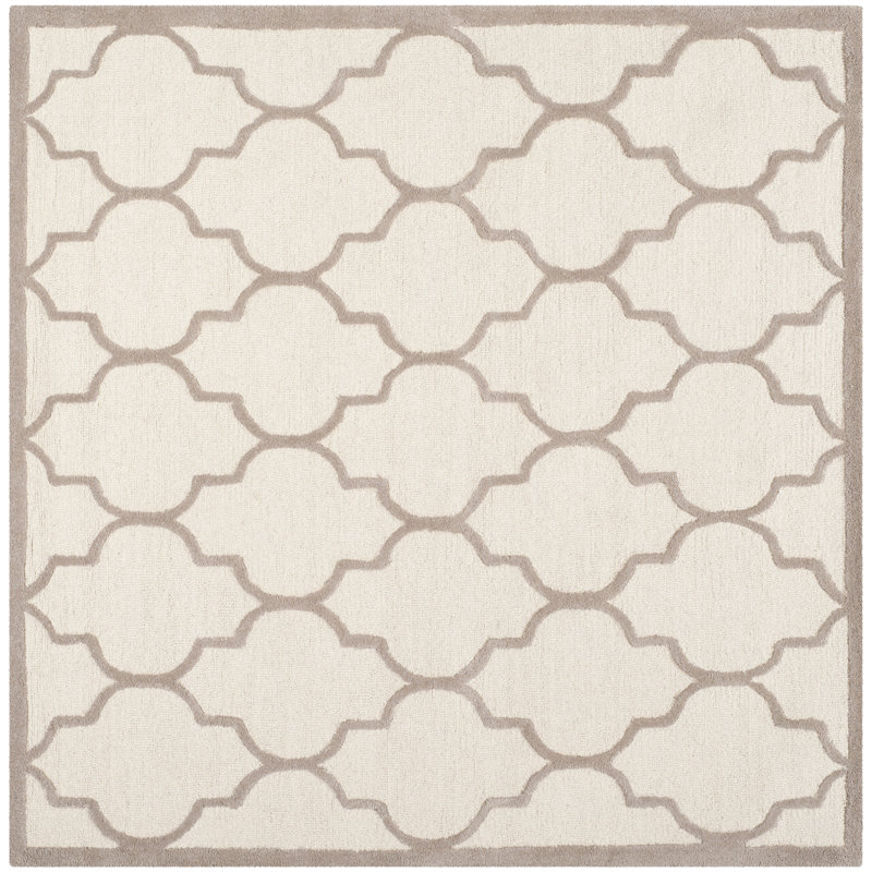 Cannen Hand Tufted Wool Geometric Rug, Square 6'