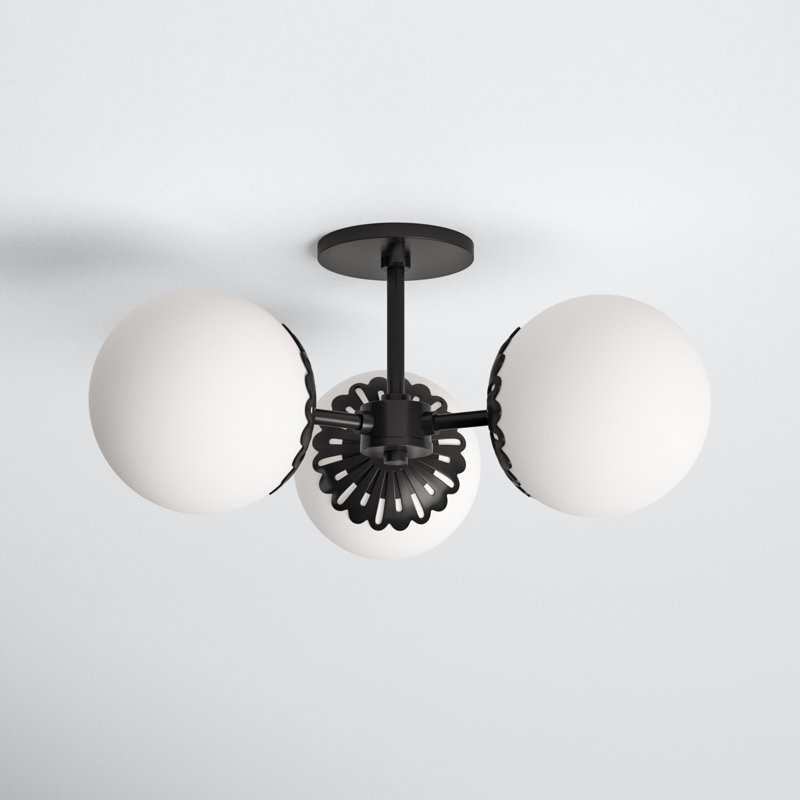 Deniaud Glass Semi Flush Mount, Old Bronze