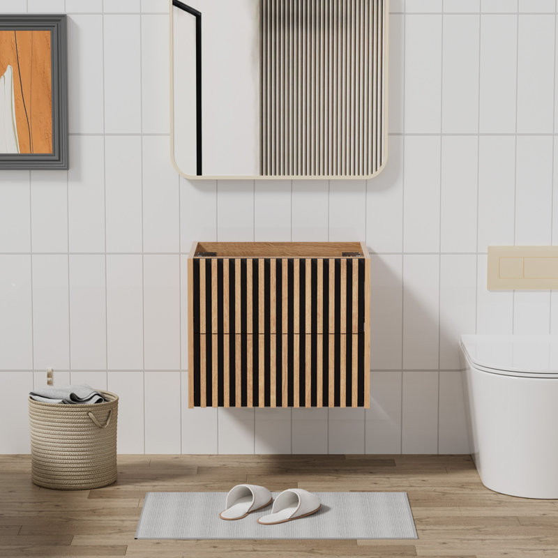 Base de meuble-lavabo simple 24 po seulement, meuble flottant sans comptoir d'évier, Chêne
