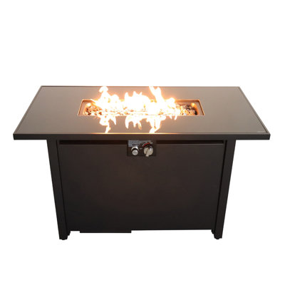 Modern Steel Outdoor Fire Pit Table, 25'' H X 42'' W, 50000 , Heat , Black Garden Join & Rust Grouping