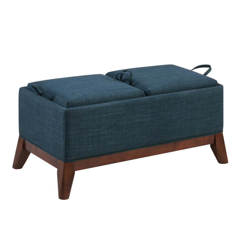 Hillcrest Storage Ottoman Bench with Reversible Trays, Dark Blue